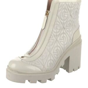 Gucci Women’s White Quilted Leather Zip Boots – Size 10 – Brand New With Box